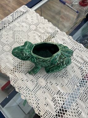 Mccoy Green Ceramic Frog Planter